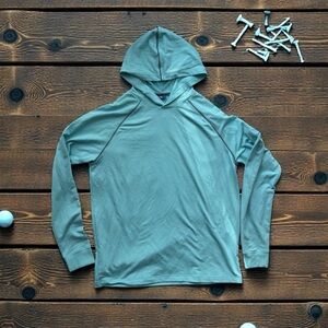 FJ FootJoy Men's Blue Hooded Golf Shirt size Medium